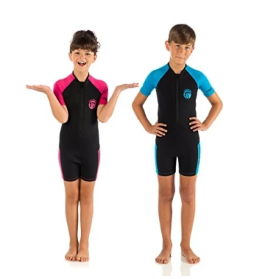 Abbildung von Cressi Little Shark Jr Shorty 2mm Kurzarm Neoprenanzug für Kinder,Schwarz/Lime, 3/4 Jahre