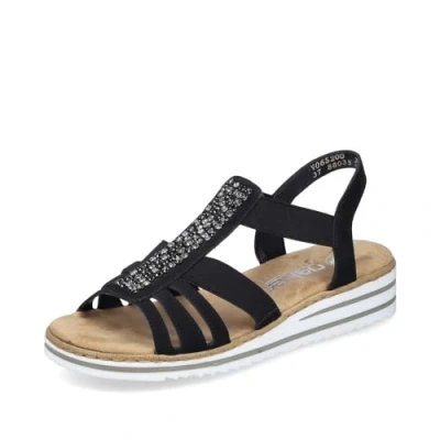 Abbildung von Rieker Damen Pantoletten V0652, Frauen Slipper,Sommerschuhe,sommerclogs,Schlupfschuhe,schluepfschuhe,Slides,Slip ons,Mules,schwarz (00),40 EU / 6.5 UK