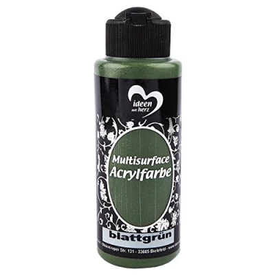 Abbildung von Ideen mit Herz Acrylfarbe Multisurface Allzweckfarbe zum Bemalen von Holz, Glas, Polyester, Keramik, Porzellan, Terracotta, Styropor, Leder Universalfarbe auf Wasserbasis 120ml (blattgrün)