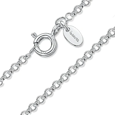 Abbildung von Amberta 925 Sterlingsilber Damen Halskette Erbskette Rolokette 1 mm Breite Verschiedene Längen: 40 45 50 55 60 70 cm (45cm)