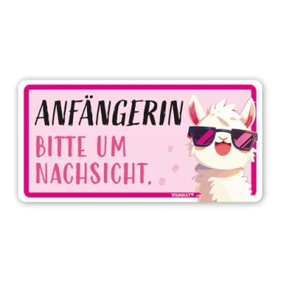 Abbildung von Auto Magnet Schild Anfängerin! Motiv Lama I 20 x 10 cm kfz770