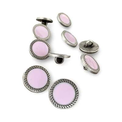 Abbildung von bezaubernde kleine silber mit rosa Metall Knöpfe Ösenknöpfe 13mm (10 Stück)