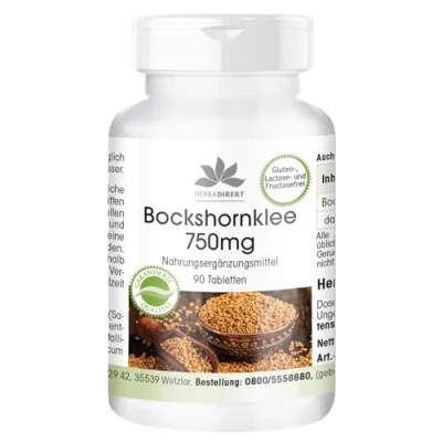 Abbildung von Bockshornklee Extrakt 750 mg 90 Tabletten 50% Saponine hochdosiert vegan HERBADIREKT Deutsche Apothekenqualität