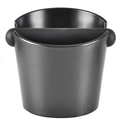 Abbildung von CAFEMASY Abklopfbehälter, Ausklopfbehälter Abschlagbehälter für Barista Kaffeesatz aus dem Siebträger ABS Kaffee Tresterbehälter, Kaffeesatzbehälter mit abnehmbarer Knock Bar (schwarz) …