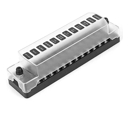Abbildung von Jtron 12 Fach KFZ Sicherungskasten für ATO/ATC 1 20A Sicherung DC 32V M5 Schraubsteckverbinder Sicherungshalter mit Boot Marine SUV (12 Way No negativ)