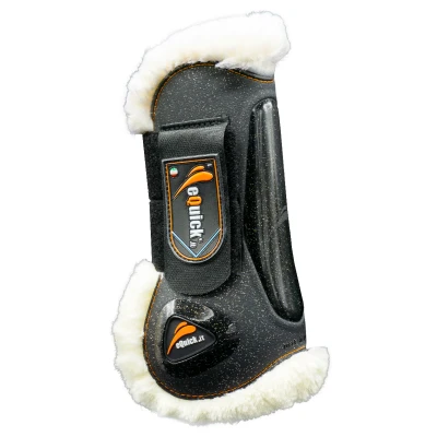 Abbildung von eQuick Sehnenschutz eLight Glitter Front Fluffy Glitzer Schwarz Vollblut