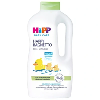 Abbildung von HiPP Baby Care Happy Babybad, Familiengröße, für empfindliche Haut, pH neutral, mit natürlichem Bio Mandel Extrakt, 1 Flasche 1000 ml