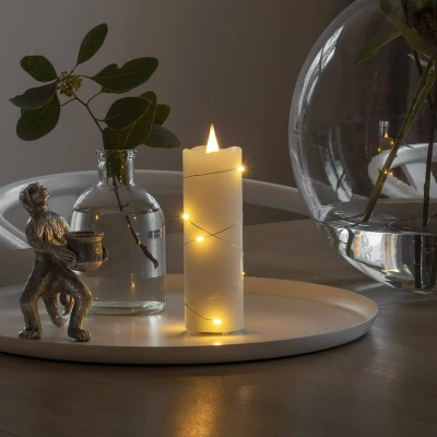 Abbildung von LED Wachskerze weiß Lichtfarbe Warmweiß 12,7 cm