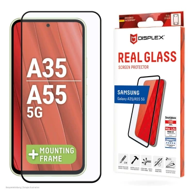 Abbildung von Samsung Galaxy A35 Panzerglas Displex Real Glass FC Bildschirmschutzfolie Full Cover für das / A55