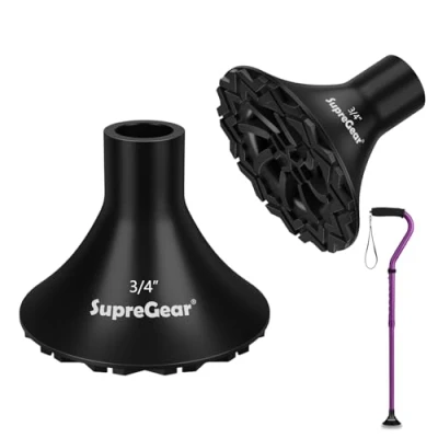 Abbildung von supregear Gummipuffer für Gehstöcke (2er Pack), 19 mm All Terrain Gummispitze Stock &amp; Krücke, Robuster Verdickter Ersatzfuß Gehstöcke, Faltstöcke