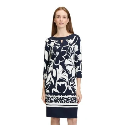 Abbildung von Betty Barclay MIT 3/4 ARM Jerseykleid, Damen, Größe: 46, Dunkelblau weiß