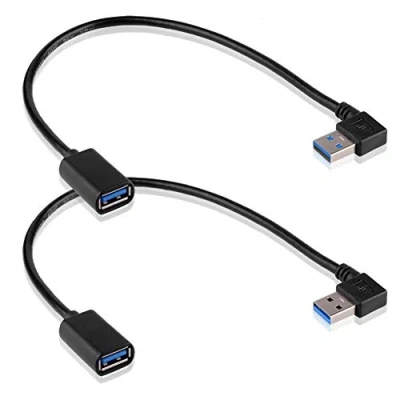 Abbildung von S SIENOC 2 x USB 3.0 Modell L Winkel Adapter 90 Grad A Stecker zu Buchse kompatibel mit Allen Kabeln optimale Kabelführung 30cm (A Buchse)