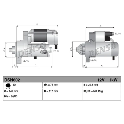 Abbildung von DENSO DSN999 Anlasser 12 1 9 LEXUS: IS I Saloon