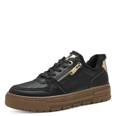 Abbildung von MARCO TOZZI Damen Plateau Sneaker mit Schnürsenkeln Freizeit, Schwarz (Black Comb), 41 EU