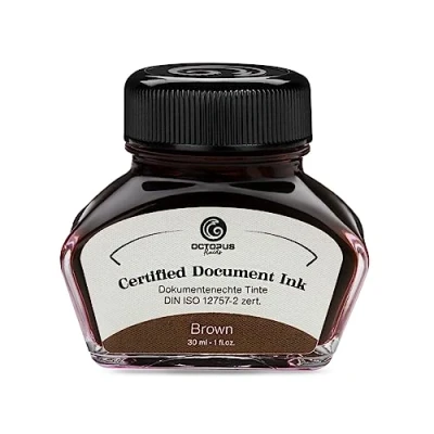 Abbildung von Octopus Fluids Document Ink brown, dokumentenechte Tinte, zertifiziert nach DIN ISO 12757 2, braun, 30 ml
