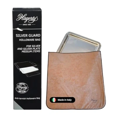 Abbildung von Hagerty Silver Guard Holloware Bag Tasche für Silber &amp; Versilbertes 40x40 cm, Praktische Aufbewahrung mit Anlaufschutz, Imprägnierte Samt Schutzhülle Teller Tablett usw