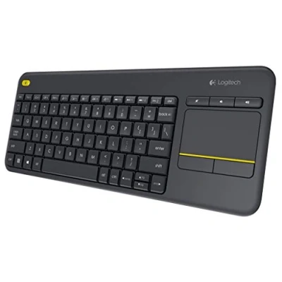 Abbildung von Logitech K400 Plus Kabellose Touch TV Tastatur mit integriertem Touchpad, Belgisches AZERTY Layout Schwarz