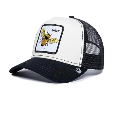 Abbildung von Goorin Bros. Unisex Erwachsene The Farm Original Core Adjustable Snapback Trucker Hat Baseballkappe, Schwarz/Weiß (die Bienenkönigin), Einheitsgröße