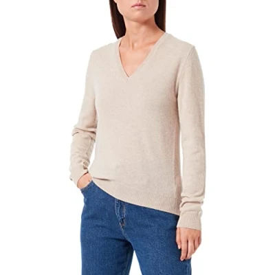 Abbildung von United Colors of Benetton Merino Vneck Strickpullover Strickpullover, Damen, Größe: 40, Beige