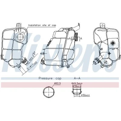 Abbildung von NISSENS 996337 Ausgleichsbehälter 1,2 mit Kappe FORD: S Max Mk1