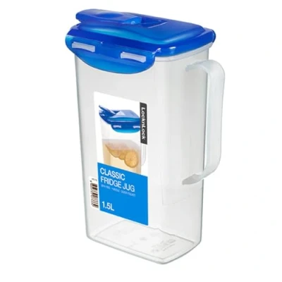 Abbildung von LocknLock CLASSIC Saftkanne mit Deckel und Griff 1,5 L 165 x 97 227 mm Wasser &amp; Luftdichte Aufbewahrungsbox dank 4 Seitenverriegelung BPA Frei Saftkrug Krug Kunststoff