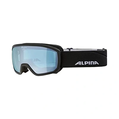 Abbildung von ALPINA SCARABEO JR. Q LITE Verspiegelte, Kontrastverstärkende OTG Skibrille Mit 100% UV Schutz Für Kinder, black blue, One Size
