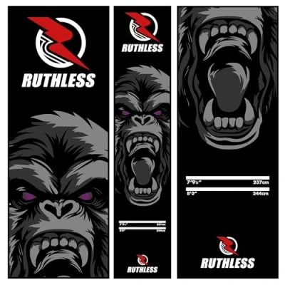 Abbildung von RUTHLESS Dart Matte, strapazierfähig, rutschfest, langlebig, Teppich Dartmatte für Boden, Schwarz (Gorilla)