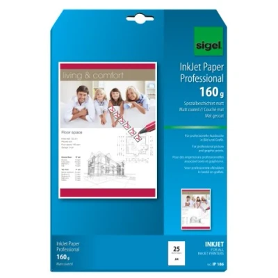 Abbildung von SIGEL IP186 InkJet Papier Professional, A4, 25 Blatt, spezialbeschichtet matt, weiß, 160 g, für Präsentationen, Bewerbungen, Flyer