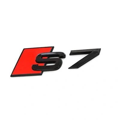 Abbildung von Audi 4K8071804 Schriftzug S7 Tuning Exclusive Black Edition Emblem Logo Modellschriftzug, schwarz/rot