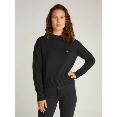 Abbildung von Calvin Klein Jeans Badge Strickpullover, Damen, Größe: 3XL, Black