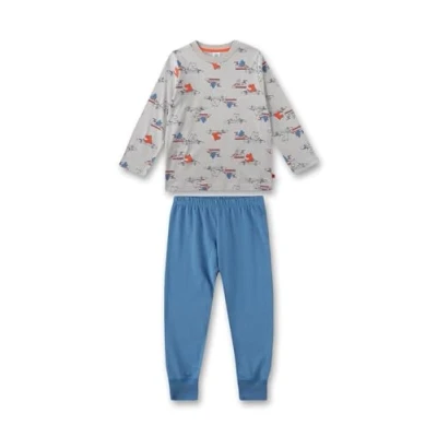 Abbildung von Sanetta Jungen Schlafanzug lang Hellgrau Hochwertiger und bequemer aus Bio Baumwolle für Jungen. Pyjamaset 116