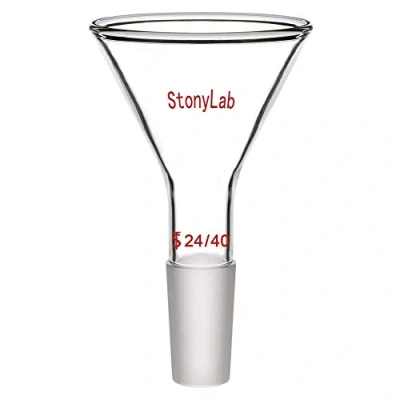 Abbildung von stonylab Glass Pulvertrichter mit Kurzem Stiel und 75mm Oberseite O.D. 24/40 Innenfuge, Filtertrichter Glastrichter Filter Funnel