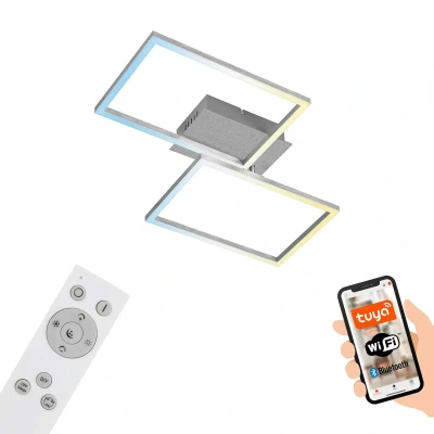 Abbildung von BRILONER Leuchten Smarte LED Deckenlampe, funktioniert mit Amazon Alexa, WiFi Lampe, CCT Farbtemperatursteuerung, dimmbare Deckenleuchte Fernbedienung, Sprachsteuerung, aluminiumfarbig