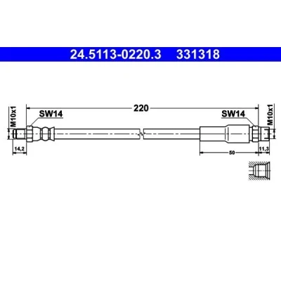Abbildung von ATE 24.5113 0220.3 Bremsschläuche 215 M10x1 AUDI: 100 C4 Saloon, 80 B4 A4 B5 Avant kfzteile, mister auto, atp autoteile, kfzteile24