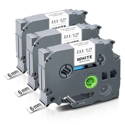 Abbildung von UniPlus 3x Kompatible Schriftband als Ersatz für Brother Tze 211 Tze211 Tz 6mm Laminiert PT H100LB H100R H105 H105WB E100 1010, x 8m, Schwarz auf Weiß