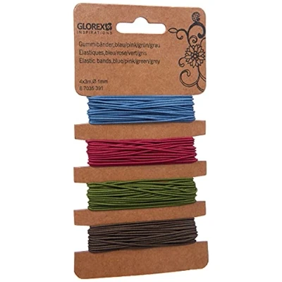 Abbildung von GLOREX 6 7035 391 Gummibänder, 4x3m Ø 1mm blau/pink/grün/grau, Mehrfarbig, One Size
