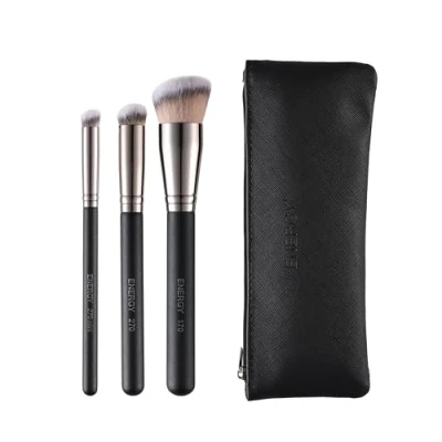Abbildung von ENERGY 3 in 1 Abgewinkelter Foundation Pinsel mit flacher Oberseite, Concealer Pinsel, Pinselset Makeup, Reise Make up für Flüssig, Creme und Puder Makeup