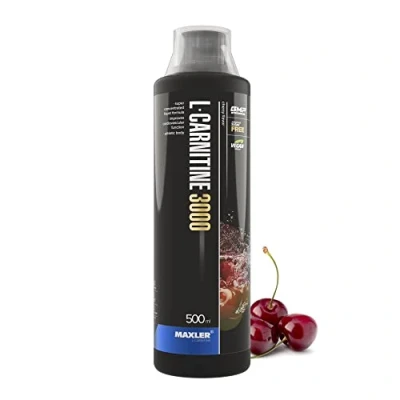 Abbildung von Maxler L Carnitine 3000 Kirsche 500ml Hochdosiertes Carnitin Liquid Vegane Nahrungsergänzuing 3000mg Wirksotff pro Portion 20 Portionen Inklusive Messbecher