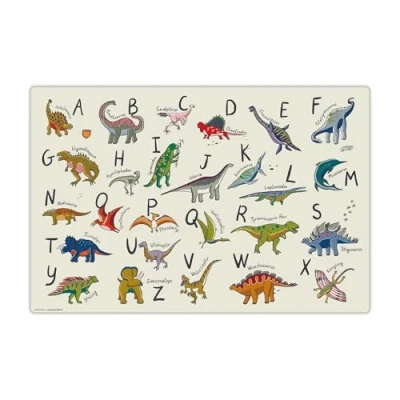 Abbildung von Schreibtischunterlage für Kinder “Dino ABC“ aus premium Vinyl (Kunststoff BPA frei) 60 x 40 cm Made in Germany