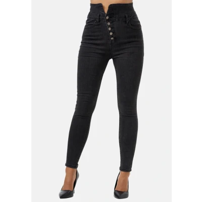 Abbildung von Elara Damen Jeans Stretch Chunkyrayan JS999 Schwarz 44 (2XL)