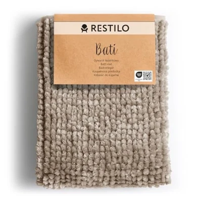 Abbildung von RESTILO Badematte 60 x 90 cm Badteppich Badvorleger rutschfest Bati Cappuccino