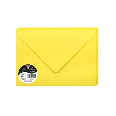 Abbildung von Clairefontaine 5562C Packung mit 20 Umschläge Pollen, Format C5, 162 x 229 mm, 120g, ideal für Korrespondenz und Einladungen, Sonnengelb, 1 Pack