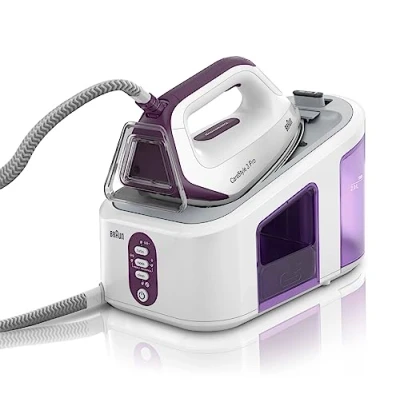 Abbildung von Braun CareStyle 3 Pro IS 3155 VI Dampfbügelstation Dampfbügeleisen mit FreeGlide 3D Bügelsohle, 2400 Watt, Pumpendruck 6,5 bar, Dampfstoß 430g/min, Vertikales Dampfen, 2 l Wassertank, Violett