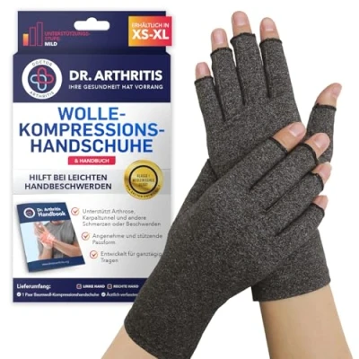 Abbildung von Von Ärtzten Entworfen, Kompressionshandschuhe/Athrose Handschuhe, Handbandage für Sehnenscheidenentzündung und Arthritis, Bequeme Stützende Fingerlose Arthritis Handschuhe [1 Paar,