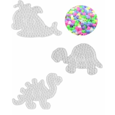 Abbildung von Hama MAXI Perlen Stiftplatte 8209 Wal, 8210 Schildkröte und 8215 Dino