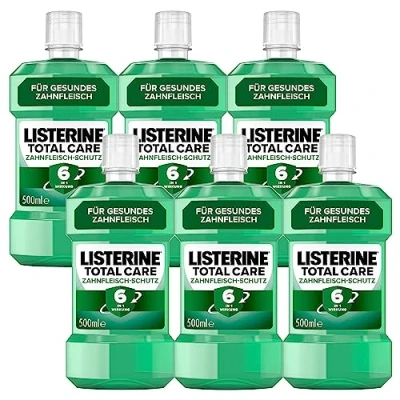 Abbildung von LISTERINE Total Care Zahnfleisch Schutz (6 x 500 ml), schützende Mundspülung gegen Zahnfleischprobleme mit 6 in 1 Wirkung, antibakterielles Mundwasser stärkt die Zähne, bis zu 24h frischer Atem