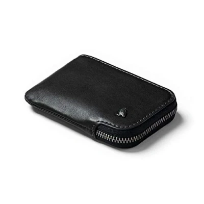 Abbildung von Bellroy Leather Card Pocket Wallet, Schlanke Brieftasche mit Reißverschluss (Max. 15 Karten, Fach für Scheine und Münzen) Black