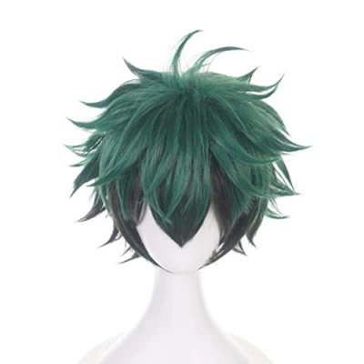 Abbildung von Topcosplay Cosplay Perücke, Unisex Anime Perücke Kurz Grün Schwarz Gemischtes Haar für Halloween, Kostüm, Karneval