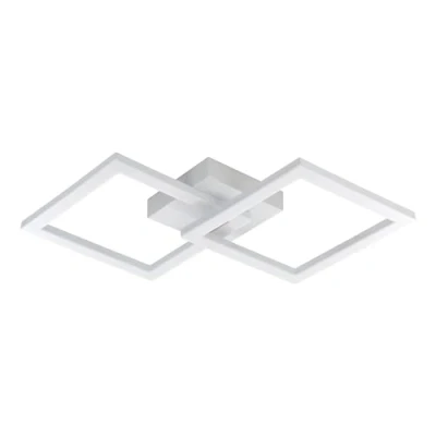 Abbildung von EGLO LED Deckenleuchte Huerta, geometrische Deckenlampe, Deckenbeleuchtung aus Metall und Kunststoff in Weiß, Aufbauleuchte für Büro Küche, warmweiß, L 52,5 cm