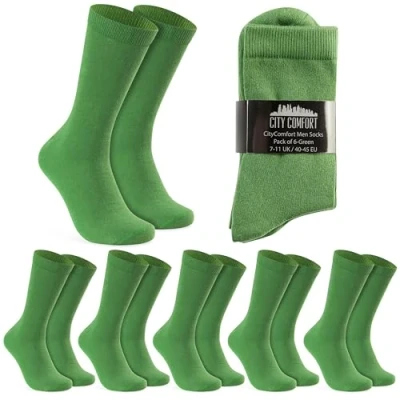 Abbildung von CityComfort Socken Herren, Atmungsaktive Crew im Multipack (Grün 6er Pack)